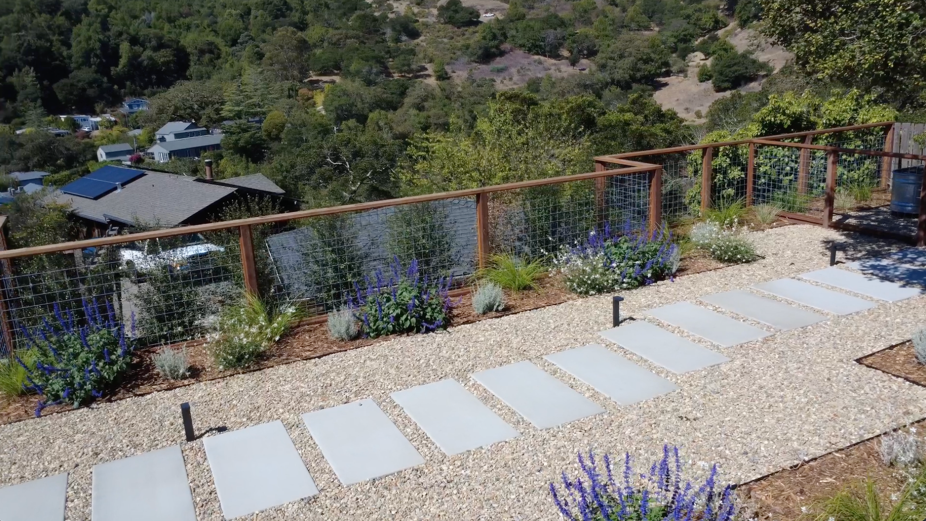 Project Larkspur paver walkway with fencing